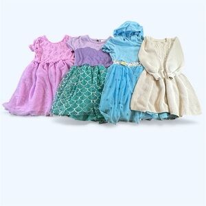 Girl Clothing Size 4T - 5T  Dresses Lot/ Bundle Of 4 Long Sleeve Blue Princess